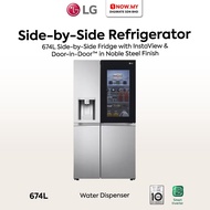 LG 674L Inverter Side-by-Side Refrigerator Water Dispenser GC-X257CSES | InstaView Peti Sejuk 冰箱