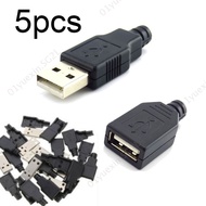 5pcs Mirco USB 2.0 Socket 4 Pin Connector Plug 3 in 1 Type A Female Male Black Plastic Cover DIY Connectors Kits  SG2L