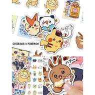 Chiikawa x Pokémon Stickers | Cute Kawaii Sticker Pack | Pikachu Eevee Psyduck | Binder Journal Deco