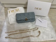 LADY DIOR 手機小袋 雲藍色