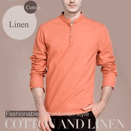 Men's Cotton and Linen Casual Shirt New SpringSummer Collection with Simple Design and Long Sleeves
