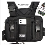 USAGI Vlogger 2 Chest Cam Motorcycle Bag w/ Smartphone Holder Pouch Body Camera