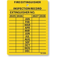 Metal Sign 4-Year Yellow Fire Extinguisher Tags Monthly Inspection 2025 to 2028, Heavy-Duty Polyethy