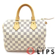 二手路易威登 Speedy 25 N41534 Damier Azur 白色女士手提包