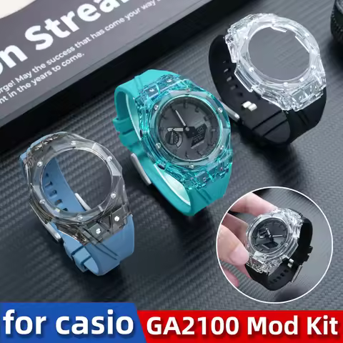 GA-2100 Transparent Mod Kit for Casioak GA2100/2110/GA-B2100 - Custom Bezel Frame + Rubber Sport Ban