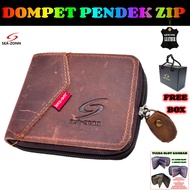SEAZONN DOMPET PENDEK LELAKI BEG DUIT ZIP KULIT LEMBU ASLI DOMPET KULIT BETUL SHORT ZIP WALLET COW L