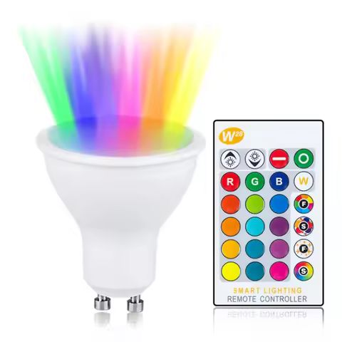 AC 85-265V 10W GU10 LED Bulb RGB 16 Colours 24 Keys Remote Control Bedroom Ambient Light Living Room