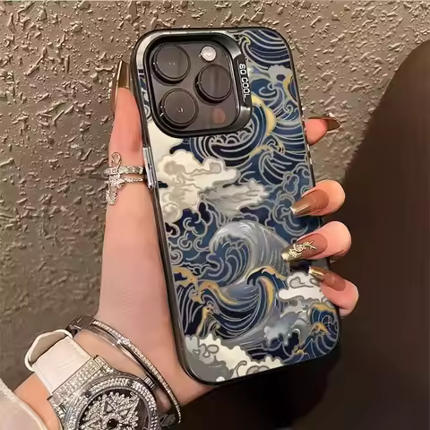 Ukiyoe Ocean Waves Creative Phone Case For iPhone 16 15 13 14 12 11 Pro Max XR XS X SE 16E 7 8 15 Pl