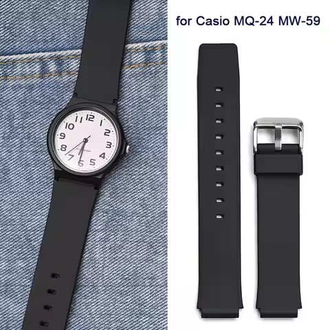 Strap for Casio MQ-24 MW-59 16mm Student Sport Waterproof Resin Silicone Watch Band Men Women Bracel