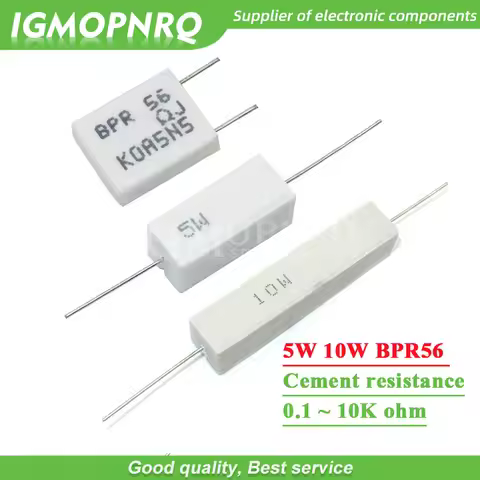10pcs 5W 10W BPR56 Cement resistance 0.1 ~ 10k ohm 0.33R 1R 10R 100R 0.22 0.33 1 10 100 1K 10K ohm C