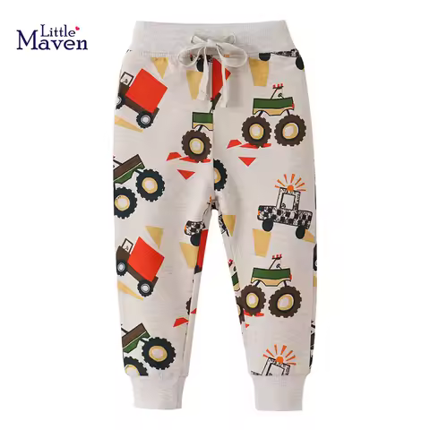 Little maven Autumn Cotton Baby Boys Children'Clothing Cartoon Vehicles Trousers Kids Clothes Sweatp