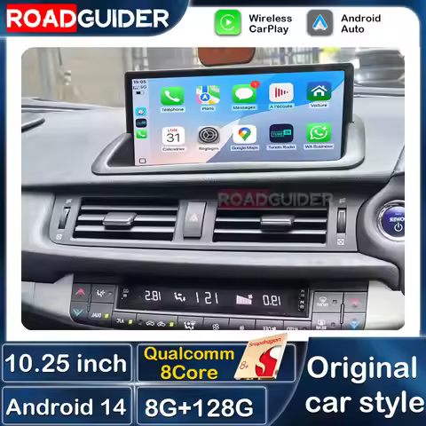 10.25'' Android 14 For Lexus CT CT200 CT200h 2011 - 2019 RHD Car Multimedia Radio Player Wireless Ca