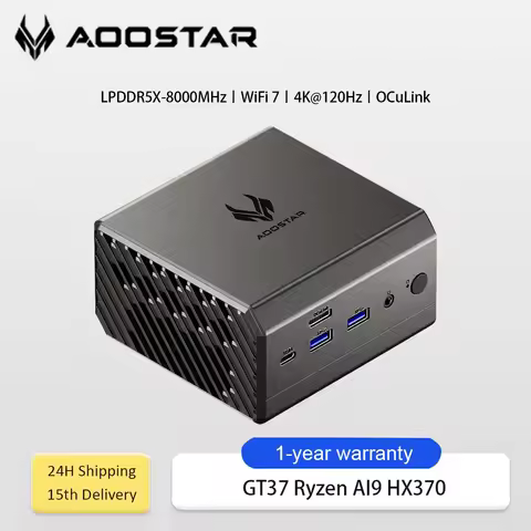 AOOSTAR GT37 Mini PC Ryzen™ AI9 HX370 32GB RAM 1T SSD Radeon 890M WiFi7 OCuLink Triple 4K 120Hz Gami