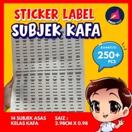 Sticker Label Subjek Kafa / Buku Sekolah Petang ( 250pcs Stiker  Size 2.98x0.98cm) A3 Mirrorkote Sti