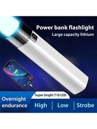 1 個可充電 2000 流明迷你便攜式 Led 手電筒,內建 2000mah18650 可充電電池,usb 行動電源,3 種照明模式,適合戶外露營、健行和夜間騎行