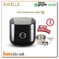 Ravelle Rice Cooker Digital Low Carbo 5 Liter - Low Watt Rice Cooker (Stainless Steel Inner Pot)