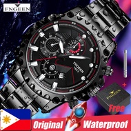 【COD】 [With Box] Watch for men original 2022 sale Fngeen Luxury Mens Watches Top Brand Men's Stainless Steel Business Casual Watch Waterproof Luminous Calendar Quartz Wrist Watch Clock watch for men watches sale g shock fossil on sale