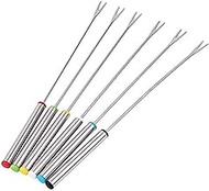 6 Pack Color Coding Cheese Fondue Forks, Stainless Steel Fruit Fondue Forks, 9.5 Inch