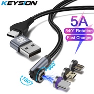 KEYSION 540 Degree Rotate 5A Magnetic Cable Fast Charging Mobile Phone Magnet Wire Cord Micro USB Ty