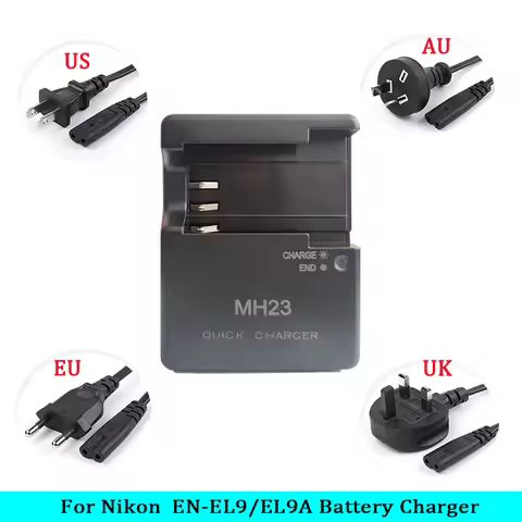 MH-23 Charger for Nikon En-EL9 EN-EL9A L Battery D5100;D5000;D3000;D700;D300;D100;D70;D70S;D60;D50;D