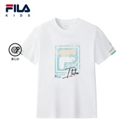 (130 - 170cm) FILA KIDS WHITE LINE Boys Short Sleeve T-Shirt in White