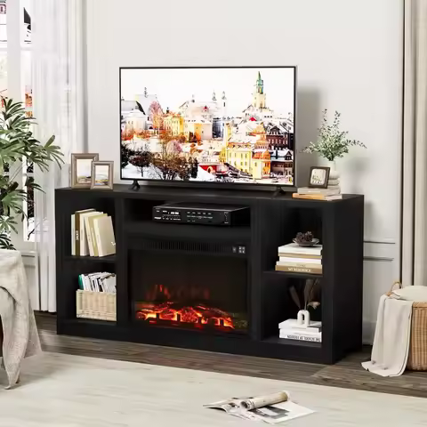 Fireplace TV Stand for 65 Inch TV, Media Entertainment Center Console Table with 26" Electric Firepl