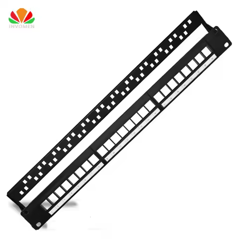 19in 1U Rack 24 Port Blank Patch Panel Distribution Frame For RJ11 RJ45 Cable Adapter 110 Voice Modu