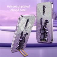 For OPPO Reno 2F Case Electroplating Colorful Luxury Soft Glitter TPU Cell phone Back Cover OPPO Reno2F Phone Case rabbit Kickstand
