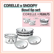 Corelle x PEANUTS Bowl 6p set The/Corelle USA set/ Corelle set/ Snoopy Kitchen /Dining Sets/Peanuts Kitchen/Peanuts bowl /Snoopy bowl/Snoopy bowl front plate/Corelle bowl/Corelle set