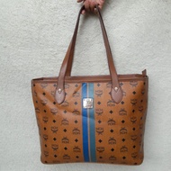 Tas Wanita Mcm Tote Bag Coklat Kulit Asli