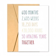 [Coisíní] 50th Anniversary Card 50th Birthday Card 50th Anniversary Commemorative Card Anniversary H