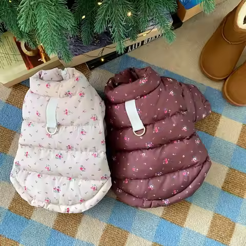 Teddy Floral Down Jacket Pet Thickened Cotton Coat Bichon Frise Winter Two-Legged Clothes Warm Puppy