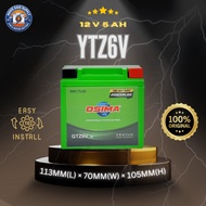 OSIMA GTZ6V Sealed Motorcycle Battery | 12V Dry Cell | YTZ6 GTZ6 | RSX150 RS150 VARIO NMAX NVX | Bat