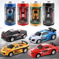 Creative Coke Cans Remote Control Car Portable Mini Pocket RC Racing With Lights and Roadblocks