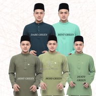 Baju Melayu Slimfit Como Moden/Baju Melayu Raya Nikah dan Tunang Como Crepe colour tema Hijau Emerald/Mint/Dusty Moss