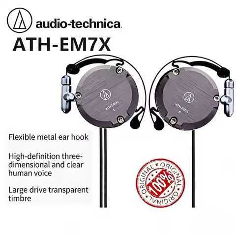 Original Audio Technica ATH-EM7X Open-Ear Headphones Flexible Metal Ear-Hook HiFi Clear Vocals Wired
