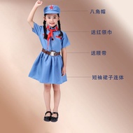 Adult Children Little Red Army Performance Costume Eight-way Red Guard Dance Boys Girls Little Red A