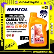 REPSOL 4T 15W50 MXR PLUS 1.2L [NEW] XR Tech SEMI SYNTHETIC 100%ORIGINAL Minyak Hitam Repsol Engine O