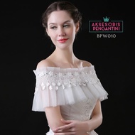 Bolero Pengantin Wedding Accessories Lace Brocade White Bpw010