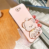 Shockproof Phone Case for Samsung Galaxy J7 Prime J7 Pro J7 2017 Cute 3D Hatted Baby Bear Stand Bracket Protection Case
