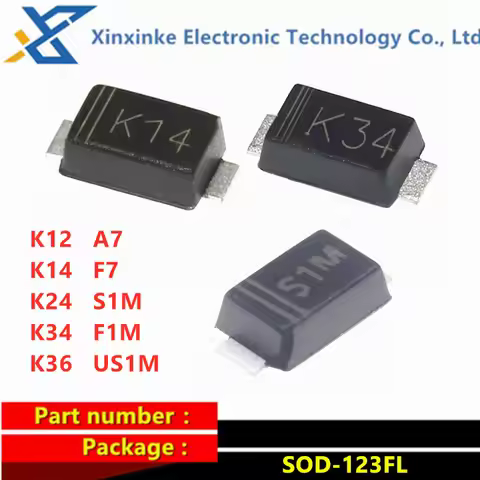 100PCS K12 K14 K24 K34 K36 A7 F7 S1M F1M US1M SOD-123FL 1206 Thin Rectifier Diode