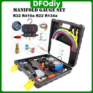 DFOdiy ALL IN 1 Premium Manifold Gauge Set R410a R134a R32 R22 Gas Meter Aircond Rumah Kereta Aircon