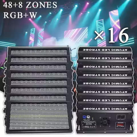 16PCS/Lot 200W LED RGBW 4in1 48+8 Segements Strobe Light White 8000K DMX Super Bright Dj Wash Bar St
