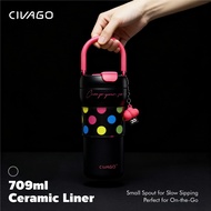 CIVAGO（24oz/709ml）Ceramic Coffee Mug with Lid Large Capacity Cute Travel Mug Leak-proof Water Bottle