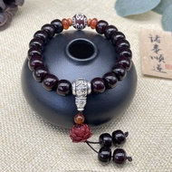 Cinnabar phong cách Tây Tạng củ sen hạt 108 miếng Hạt mã não chín mắt với mặt dây chuyền hoa sen trà