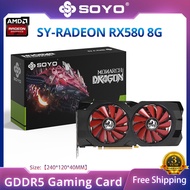 Radeon RX580 8G Radeon RX580 8G SOYO Full New AMD Radeon RX580 8G Graphics Card GDDR5 Memory Video Gaming Card PCIE3.0X16 HDMI DP*3 For Desktop Computer