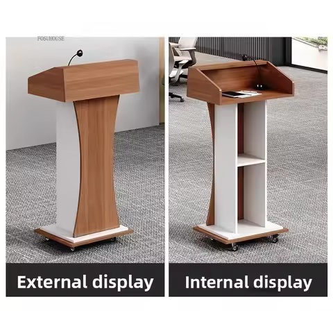 Wooden Podium Reception Desk for Shopping Guide Office Hotel Emcee's Speech Podium Teacher's Classro