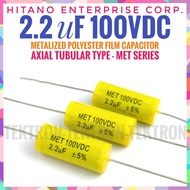 MET Hitano 2.2uF 100VDC Axial Capacitor Bipolar Nonpolar Audiophile BP