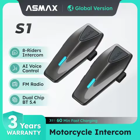 ASMAX S1 Bluetooth Motorcycle Intercom Global Mesh Group System 8 Riders Interphone Helmet Headset F