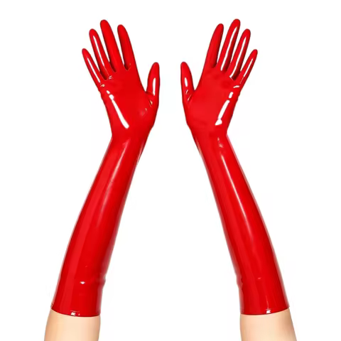 Red Latex Opera Long Gloves Unisex Rubber Gloves for Festival Club Outfits